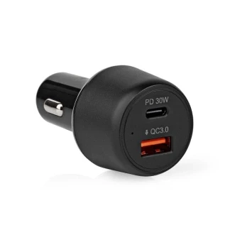 Afbeelding van USB autolader Nedis 2 poorten (USB A, C, 48W, Zwart)