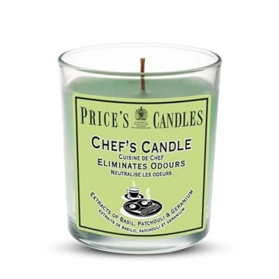 Afbeelding van Price&#039;s Chef kaars in glas, geurremmende kaars, gemaakt met extracten van basilicum, patchoeli en geranium, schone, frisse hoogwaardige geur, langdurige geur