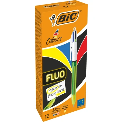 Afbeelding van Balpen Bic 4kleuren medium fluor geel