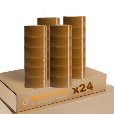 Afbeelding van MOLTA STANDARD BRUINE pakkettape 48 mm x 100 m Pakketplakband Kartontape Verpakkingstape voor pakketten en dozen 24 Rollen ACRYLIC