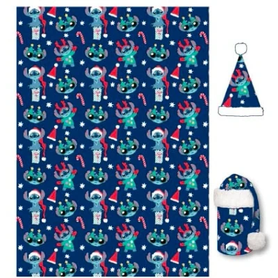 Afbeelding van Disney Lilo &amp; Stitch Fleeceplaid met muts, Kerst 100 x 140 cm Polyester