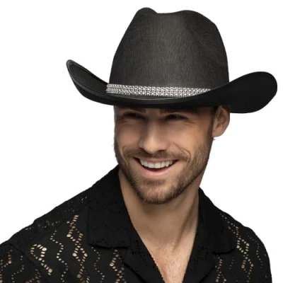 Afbeelding van Boland Cowboy hoed Daisy Zwart 58 Volwassenen Unisex Western Festival