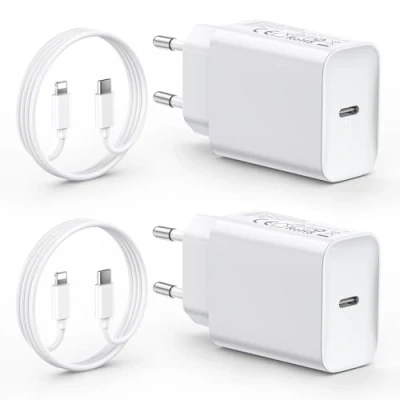 Afbeelding van 2 Pack Chargeur Rapide for iPhone 14/14/Pro/14 Pro Max/14 Plus/13 12 11 SE XR X XS 8, 30W USBC Charger Prise Type C Alimentation USB Adaptateur et 2M Cable