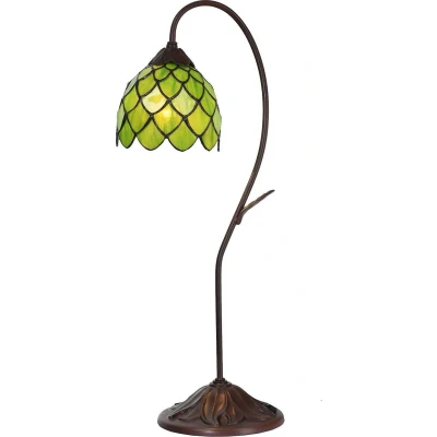 Afbeelding van LumiLamp Tiffany Tafellamp Ø 28x60 cm Groen Glas Bureaulamp