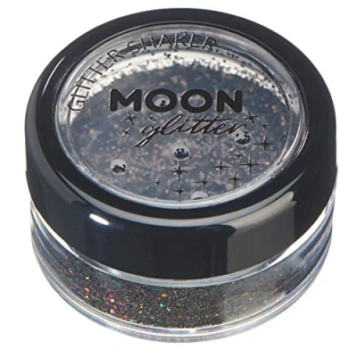 Afbeelding van Holografische glittershakers van Moon Glitter 100% glittercosmetica voor gezicht, lichaam, nagels, haar en lippen 5 g zwart