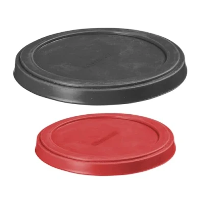 Afbeelding van Westmark 2 stuks vershouddeksels siliconen deksels Ø 8 cm diameter 10 cm, geschikt voor bekers van 200 g en 500 g, herbruikbaar, BPA vrij, groen/rood, 23232270