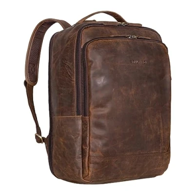 Afbeelding van STILORD &#039;Beck&#039; Sac a dos d&#039;affaires Hommes Cuir Grand Ordinateur Portable 16 Pouces Ville Uni étudiant, Zamora Marron, L, à