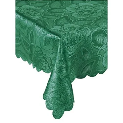 Afbeelding van Emma Barclay Damast tafelkleed roze jacquard bosgroen 60 x 84 (152 213 cm)