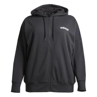 Afbeelding van adidas Sportswear Essentials Linear FULL ZIP PLUS SIZE Sweater met rits, Dames, Maat: 46 48, Black white