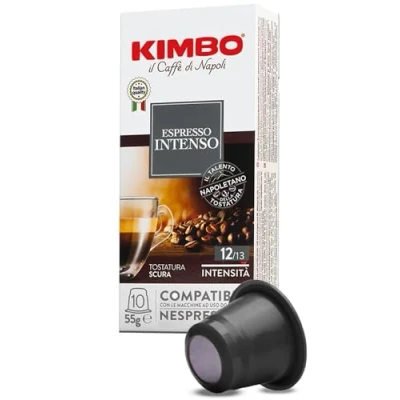 Afbeelding van Kimbo, 120 espresso Intenso koffiecapsules, compatibel met Nespresso*, 12 verpakkingen elk 10 capsules, intensiteit van 13