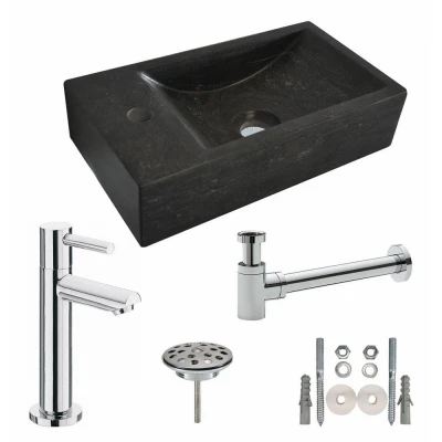 Afbeelding van Wiesbaden One Pack Hardstenen fontein 40x22x10 links compl.