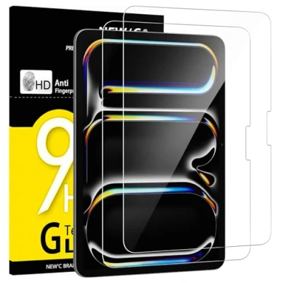 Afbeelding van NEW&#039;C Displaybeschermfolie van gehard glas voor iPad Pro 11 inch M4 (2024), model A2836, A2837, A3006, beschermfolie, robuust, hardheid 9H, glas, 2 stuks