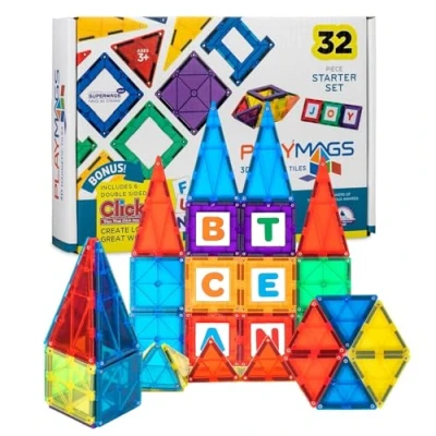 Afbeelding van Playmags 3D Magnetische Tegels Starter Set 32 Delige