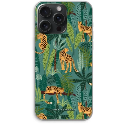 Afbeelding van Case Company® hoesje geschikt voor iPhone 15 Pro Max Luipaard 2 Soft Cover Telefoonhoesje Bescherming aan alle Kanten en Schermrand
