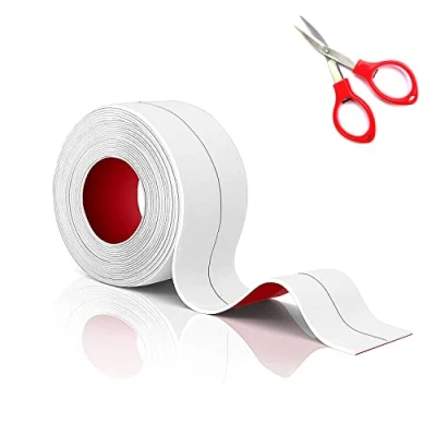 Afbeelding van TATUNER Siliconen afdichtingstape, voor badkamer, plint, zacht, zelfklevend, anti schimmel, waterdicht, keuken, bad en toilet (wit, 22 mm)