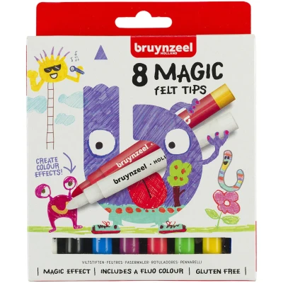 Afbeelding van Bruynzeel Magic Viltstiften, Etui Van 8 Stuks Viltstift
