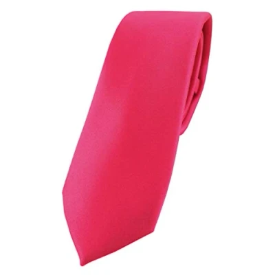 Afbeelding van TigerTie Herenstropdas: 6 cm dunne satijnen stropdas in effen design, ideaal voor zakelijke afspraken, feestelijke gelegenheden en vrije tijd, Heet Roze.