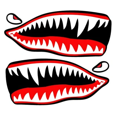Afbeelding van Skino Eu 2 x Decal Stickers Vinyl Haaientanden Shark Boot Kanovaren Kajak Auto Raam Deur Motorfiets Helm Fiets B 64