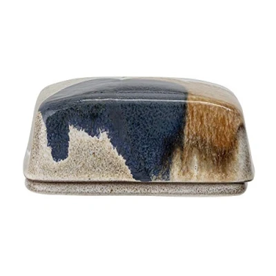Afbeelding van Bloomingville Botervloot Jules, natuurlijke kleuren grijs bruin blauw, keramiek