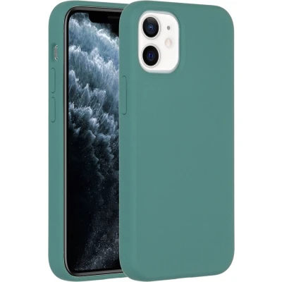 Afbeelding van Accezz Hoesje Geschikt voor iPhone 12 Mini Siliconen Liquid Silicone Backcover Donkergroen