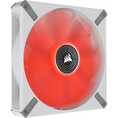 Afbeelding van Corsair ML140 led ELITE, 140 mm PWM rode ventilator (CORSAIR AirGuide technologie, magnetische levitatie lagers, tot 1600 tpm, acht ultraheldere leds) alleen verkocht, wit chassis