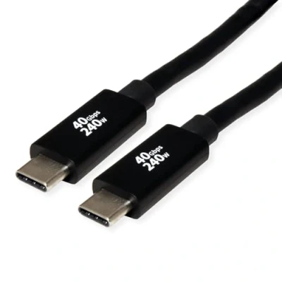 Afbeelding van ROLINE USB4 Gen3x2 Kabel, C C, M/M, 40Gbit/s, 240W , zwart, 2 m