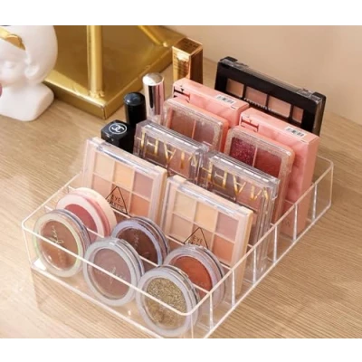 Afbeelding van katmerio Make uptafelorganizer, oogschaduw organizer, 7 vakken, voor oogschaduwpalet, lippenstift, compact rek (transparant)