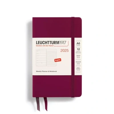 Afbeelding van Leuchtturm1917 Weekly Planner &amp; Notebook A6 Pocket 12 maanden 2025 Hardcover Port Red