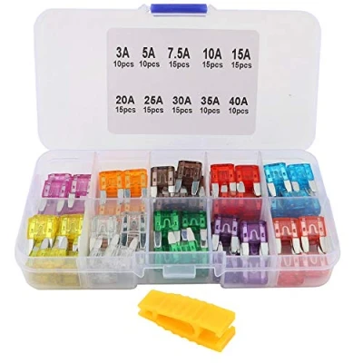 Afbeelding van FULARR 130 stuks professionele autozekeringen, mini lemmetzekeringen, assortimentset, met reservezekeringen, trekker en opbergdoos, 3 A/5 A/7,5 A/10 A/15 A/20 A/25 A/30 A/35 A/40 A