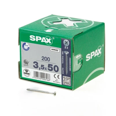 Afbeelding van Spax Spaanplaatschroeff 3,5x50mm Platte Kruiskop Wirox Per 200 Stuks
