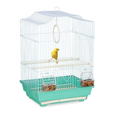 Afbeelding van vogelkooi klein metaal binnen kanariekooi met accessoires 49,5x35x32 cm
