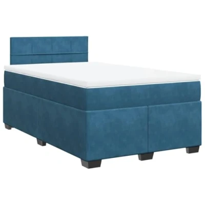 Afbeelding van vidaXL Boxspring met matras fluweel donkerblauw 120x200 cm