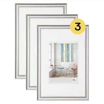 Afbeelding van Walther design KP030S Trendstyle kunststof fotolijst, 20 x 30 cm, zilver, 3 stuks