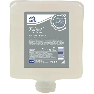 Image de DEB STOKO Refresh Luxury 3 in 1 Hair &amp; Body skin cleaner sanitary areas for PR dispenser (cartouche de 2 l) CMW2LT