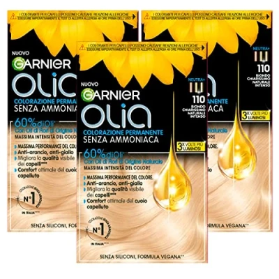 Afbeelding van Garnier Permanente kleurolie zonder ammoniak met bloemolie van natuurlijke oorsprong oplichtende en voedende werking, kleur 110 natuurlijk intens lichtblond 3 verpakkingen