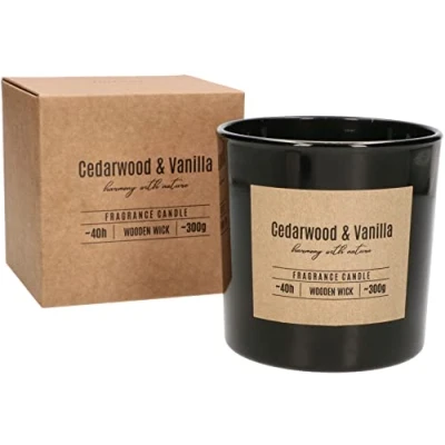 Afbeelding van KOTARBAU® Geurkaars in glas, met houten lont, cadeau aangename aromatherapie, decoratieve ceder en vanille kaarsen