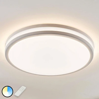Afbeelding van Lindby LED plafondlamp met dimmer 1licht acryl, metaal H: 8.5 cm wit Inclusief lichtbron