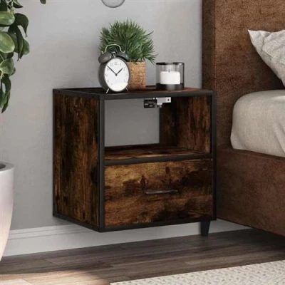 Image de vidaXL Table de chevet murale Chêne fumé 40x31x39,5 cm848738
