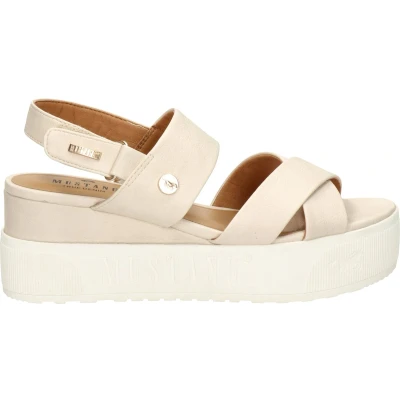 Afbeelding van Mustang Sandalen met plateauzool, Dames, Maat: 40, ivory Kunststof