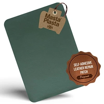 Afbeelding van MastaPlasta Lederen reparatiepatch, zelfklevend, groen, 28 x 20 cm, onmiddellijke reparatie van meubelkwaliteit, krasbestendig, scheuren voor banken, auto interieur, tassen, vinyl