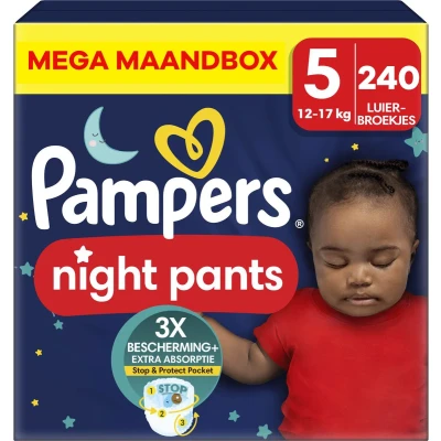 Afbeelding van Pampers Night Pants Maat 5 Mega Maandbox 240 stuks 12/17 KG