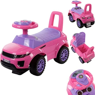 Afbeelding van Bobbycar, kinderauto vanaf 12 maanden, babyauto, loopwagen met claxon en motorgeluiden (roze)