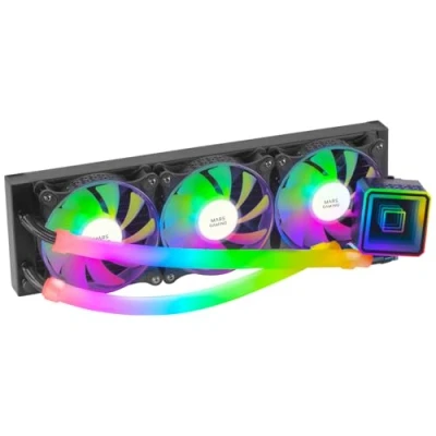 Afbeelding van Mars Gaming ML ULTRA360 CPU vloeistofkoeling, TDP 650 W, oneindige spiegel, 3 stille FDB ARGB ventilatoren, buizen, universele multisocket