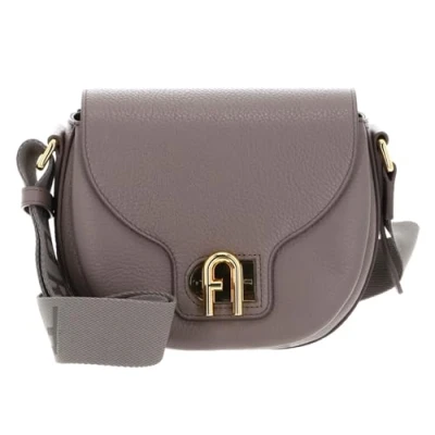 Afbeelding van FURLA Leren Schoudertas Lotus Mini Crossbody Bag Stucco Gray + Toni Taupe