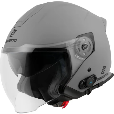 Afbeelding van Bogotto H586 BT Solid Mat Licht Grijs Bluetooth Jethelm Maat M Helm