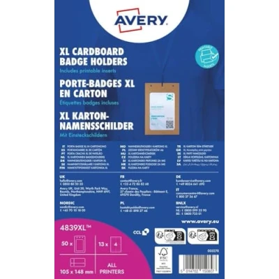Image de Porte badges en carton format A6 avec inserts imprimables Avery