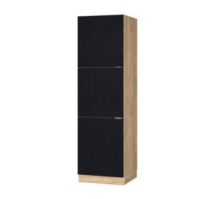 Afbeelding van Vicco Ovenombouwkast Fame Line, Zwart gestreept/Krachtige eik goud, 60 cm