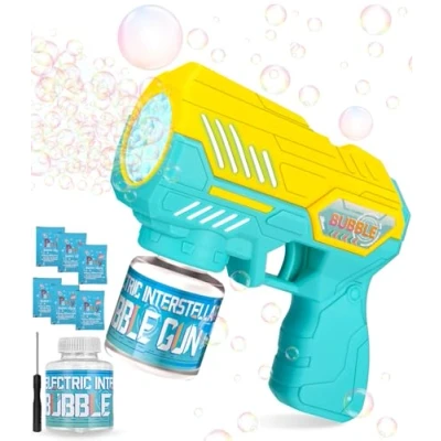 Afbeelding van Automatisch bellenblaaspistool voor kinderen, met 150 ml bellenblaasoplossing, bellenblaasmachine cadeau kinderverjaardag, geelgroen
