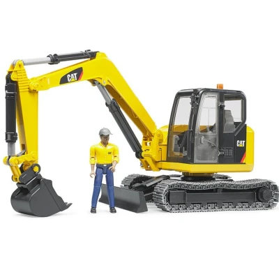 Afbeelding van CAT mini graafmachine met werker van Bruder