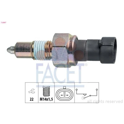 Afbeelding van FACET 7.6067 Schakelaar, achteruitrijlicht Made in Italy OE Equivalent FIAT: Fiorino III Box Body / Estate, Qubo, Grande Punto Hatchback